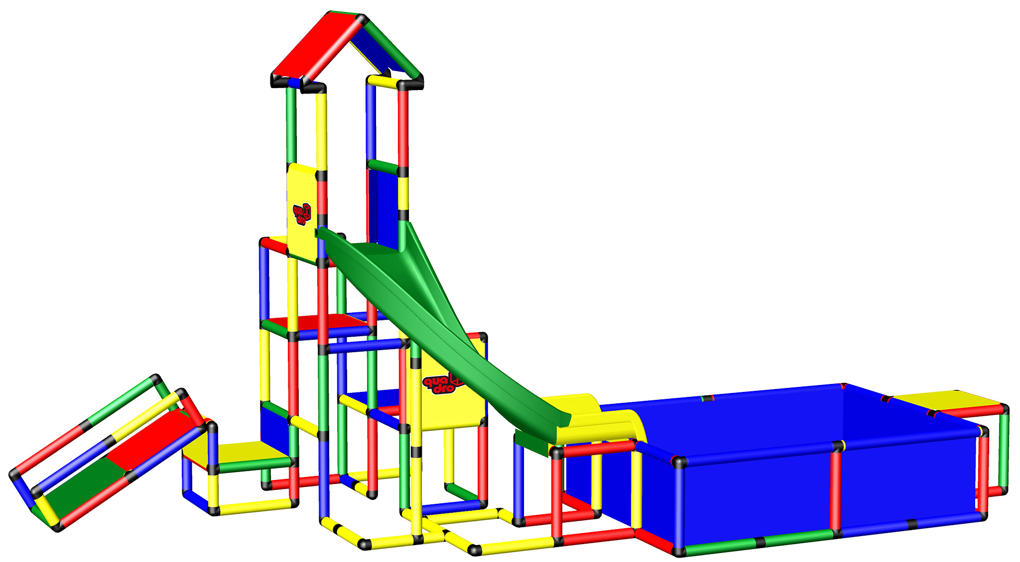 quadro-climbing-pyramid-upgrade-kit-curved-slide-pool-l.jpg QUADRO Climbing Pyramid + Upgrade Kit + Curved Slide + Pool L
